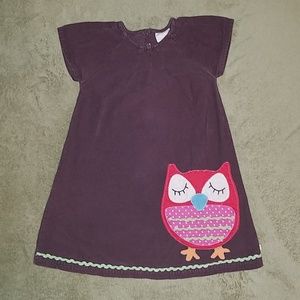 Frugi organic brown corderoy dress with owl